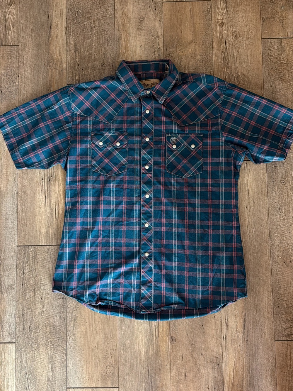 Wrangler Retro Plaid Short-Sleeve, Pearl Snap Button-Up Shirt - Size XL Men’s